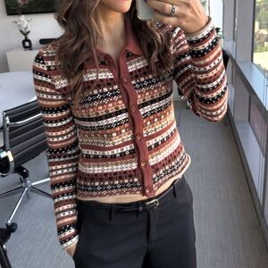 NWT Free People Oak And Pine Cardigan in Brown